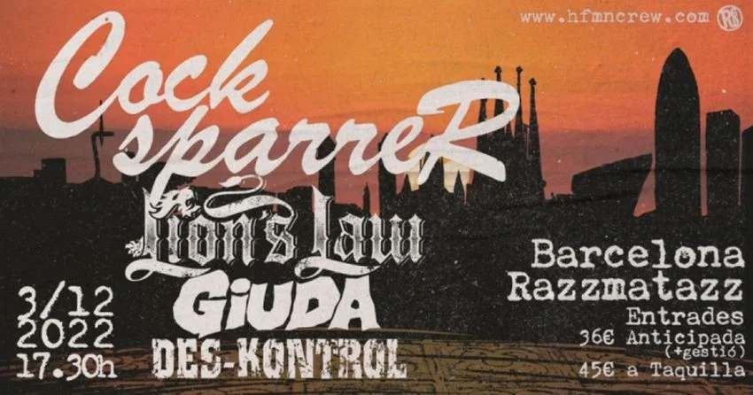Cock Sparrer + Lion's Law + Guida + Des-kontrol
